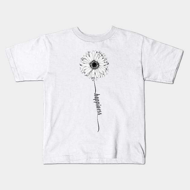 Happiness Hippie Sunflower Kids T-Shirt by Raul Caldwell